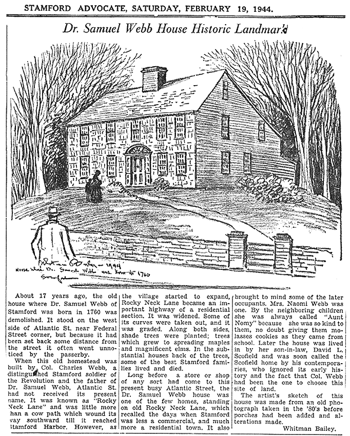 Sketch of Webb House, The Advocate, February 1944