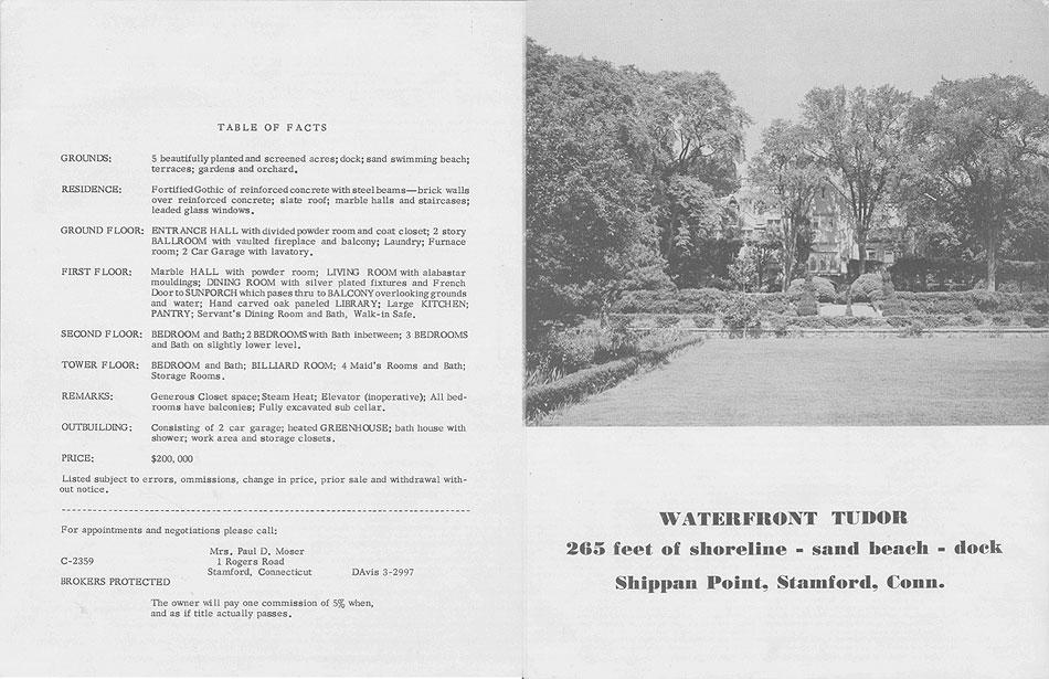 Marion Castle, sales brochure cover and back