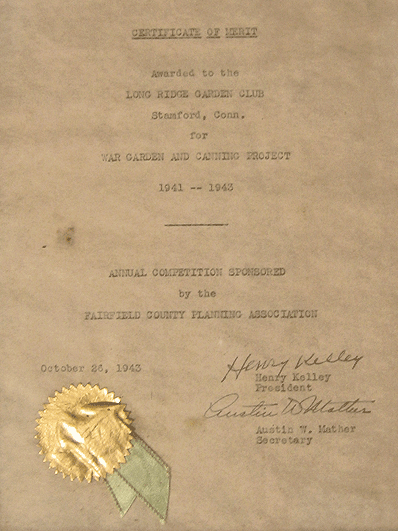 Long Ridge Garden Club Certificate of Merit