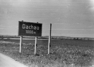 Road sign for Dachau