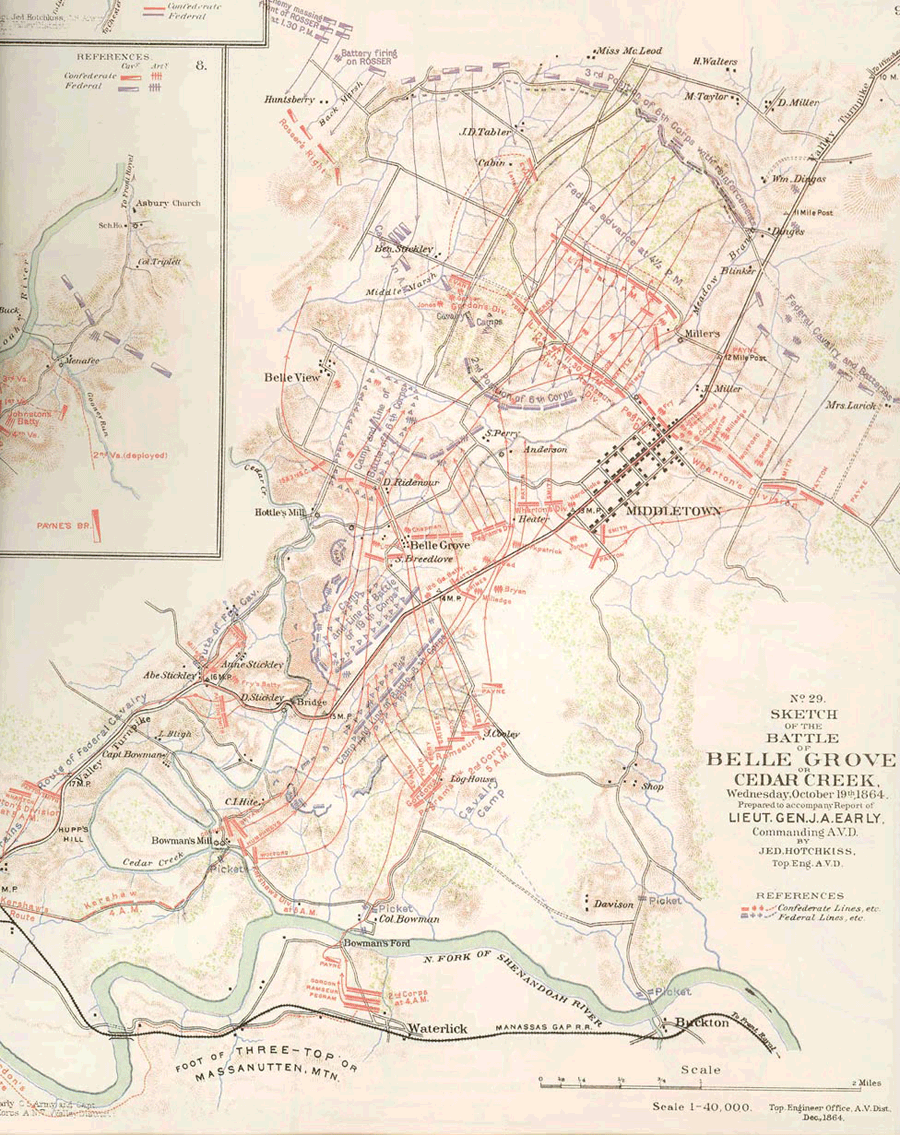 Battle Sketch of Belle Grove on Cedar Creek, October 19th, 1864