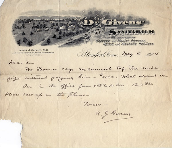 Letter written by Dr. Givens