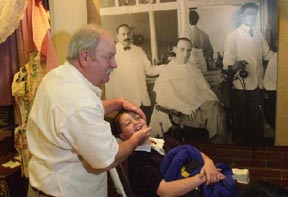 John Kane demonstrates how barbers used to work