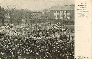 a postcard of the cornerstone ceremony