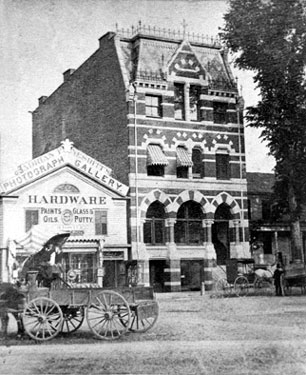 First National Bank Building and Nesbitt's Photograph Gallery First National Bank Building and Nesbitt's Photograph Gallery on Atlantic Square, circa 1879