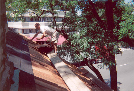 Hoyt Barnum House roof, restoration work
