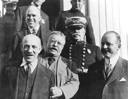 Teddy  Roosevelt visits Jacie Cooper's Health Farm on High Ridge Road, 1917