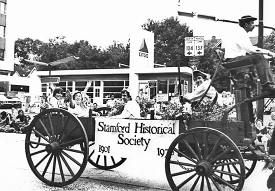 Stamford Historical Society's Wagon, Kay Small and Josephine Deming
