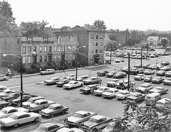 Brownstones on Bell Street, aerial view