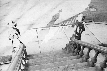 Brownstone stoop, Bell Street, detail