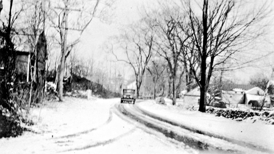 High Ridge Road in the snow