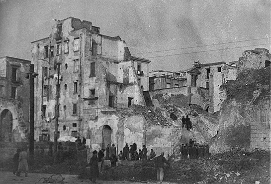 wast wreckage of the war in the shadow of Vesuvius