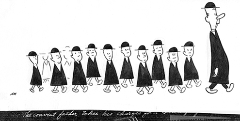 the convent father takes his charges for a walk the convent father takes his charges for a walk