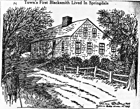 The Town's First Blacksmith Lived in Springdale, Whitman Bailey Sketch