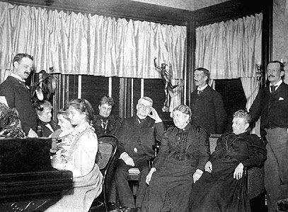 Schuyler Merritt's daughters performing at the piano