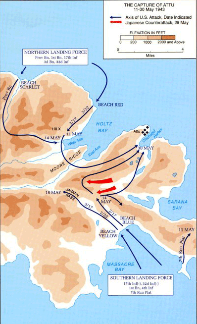 map of Attu campaign 1943