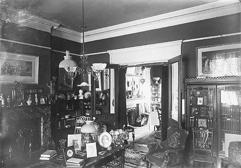 library, view into dining room