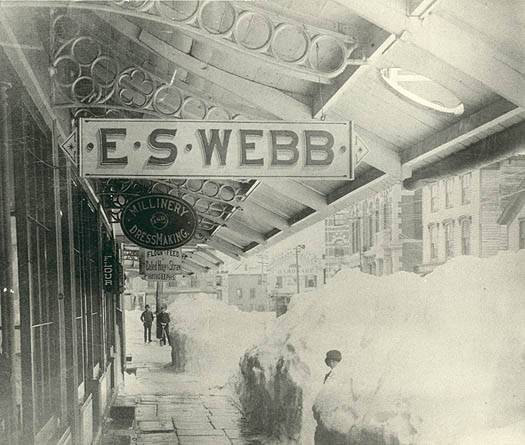 Store of E.S.Webb behind mounds of snow