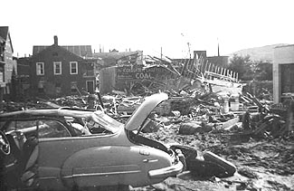 street in Waterbury, two blocks from the river