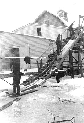 slabs are hauled up for storage