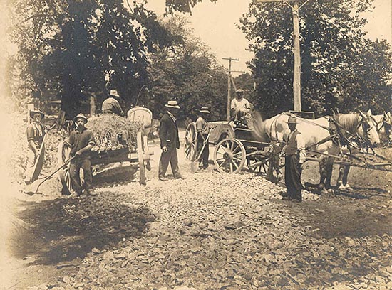 laying rocks on Scofieldtown Road